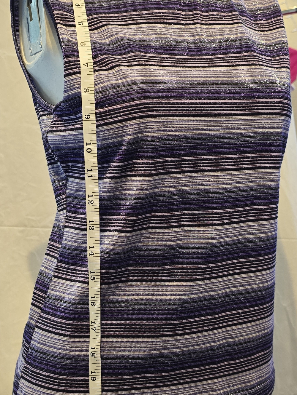 Self Esteem style 1496800GX Abstract Stripe Tank Top in Purple Medium